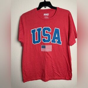 Mad Engine XL USA American Flag Patriotic Graphic Tee‎ Red T-Shirt
